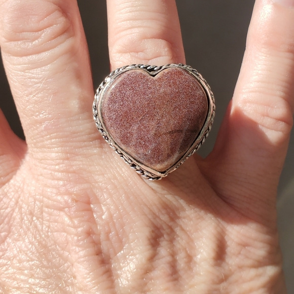 New Heart Shaped Red Sunstone 925 Silver Ring. - Picture 12 of 14